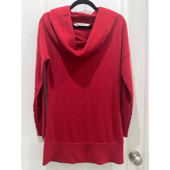 Athleta Cashmere Teton Tunic in Deep Red 100% Cashmere Cowl Neck Sweater Sz S - Picture 1 of 7